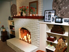 false fireplace in the apartment